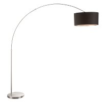 LS-L-SALFLR-BK Satin Nickel Contemporary Floor Lamp with Black Shade - Salon-4