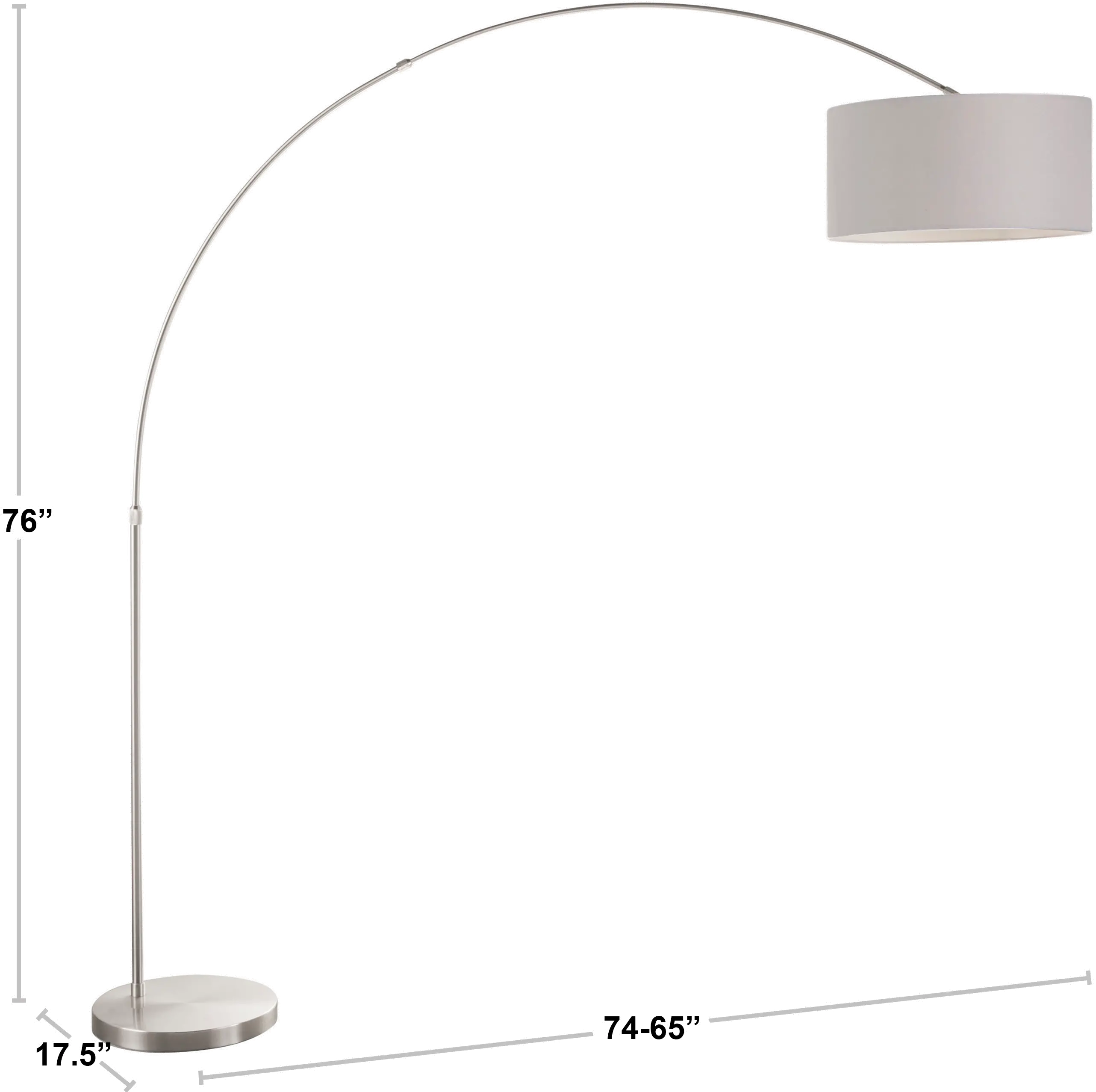 LS-L-SALFLR-W Satin Nickel Contemporary Floor Lamp with White Shade - Salon-1