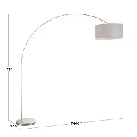 LS-L-SALFLR-W Satin Nickel Contemporary Floor Lamp with White Shade - Salon