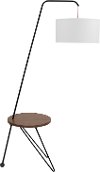 LS-STORK-WL-W Mid Century Modern Floor Lamp with Walnut Wood Accent Table - Stork