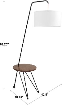 LS-STORK-WL-W Mid Century Modern Floor Lamp with Walnut Wood Accent Table - Stork-4
