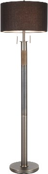 LS-TROPHFL-GMBK Gun Metal Industrial Floor Lamp with Black Shade - Trophy