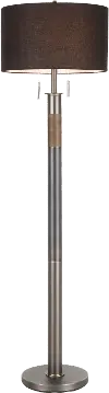 LS-TROPHFL GMBK Gun Metal Industrial Floor Lamp with Black Shade - Trophy