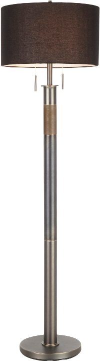 LS-TROPHFL-GMBK Gun Metal Industrial Floor Lamp with Black Shade - Trophy