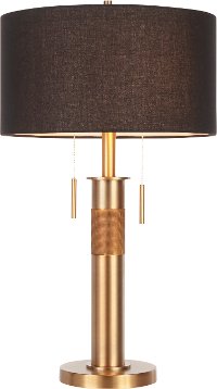 LS-TROPHTL-ABBK Antique Brass Industrial Table Lamp with Black Shade - Trophy