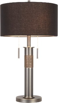 LS-TROPHTL-GMBK Gun Metal Industrial Table Lamp with Black Shade - Trophy