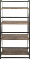 OBC-DKTA-BK-BN Industrial Black Metal and Wood Bookcase - Dakota