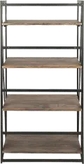 OBC-DKTA-BK-BN Industrial Black Metal and Wood Bookcase - Dakota