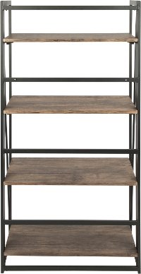 OBC-DKTA-BK-BN Industrial Black Metal and Wood Bookcase - Dakota