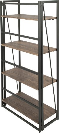 OBC-DKTA-BK-BN Industrial Black Metal and Wood Bookcase - Dakota-2