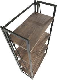 OBC-DKTA-BK-BN Industrial Black Metal and Wood Bookcase - Dakota-3