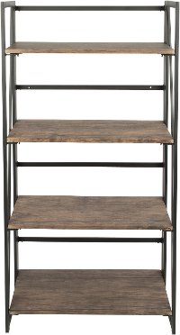 OBC-DKTA-BK-BN Industrial Black Metal and Wood Bookcase - Dakota-4