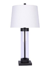29 Inch Clear Glass and Oil Rubbed Bronze Table Lamp