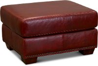 Contemporary Red Leather Ottoman - Marsala
