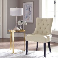 Cream and Black Upholstered Dining Room Chair - Modern Eclectic-3