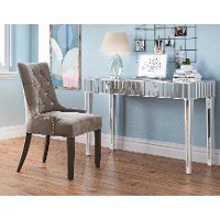 Silver Velvet Upholstered Dining Room Chair - Modern Eclectic-2