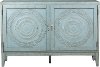 Clearance Distressed Pale Blue Embossed Sideboard - Modern Eclectic
