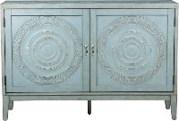 Distressed Pale Blue Embossed Sideboard - Modern Eclectic