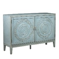 Distressed Pale Blue Embossed Sideboard - Modern Eclectic-2