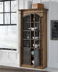 Industrial Wood and Metal Display Cabinet - Modern Eclectic