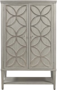 Silver Leaf Tall Door Chest - Modern Eclectic