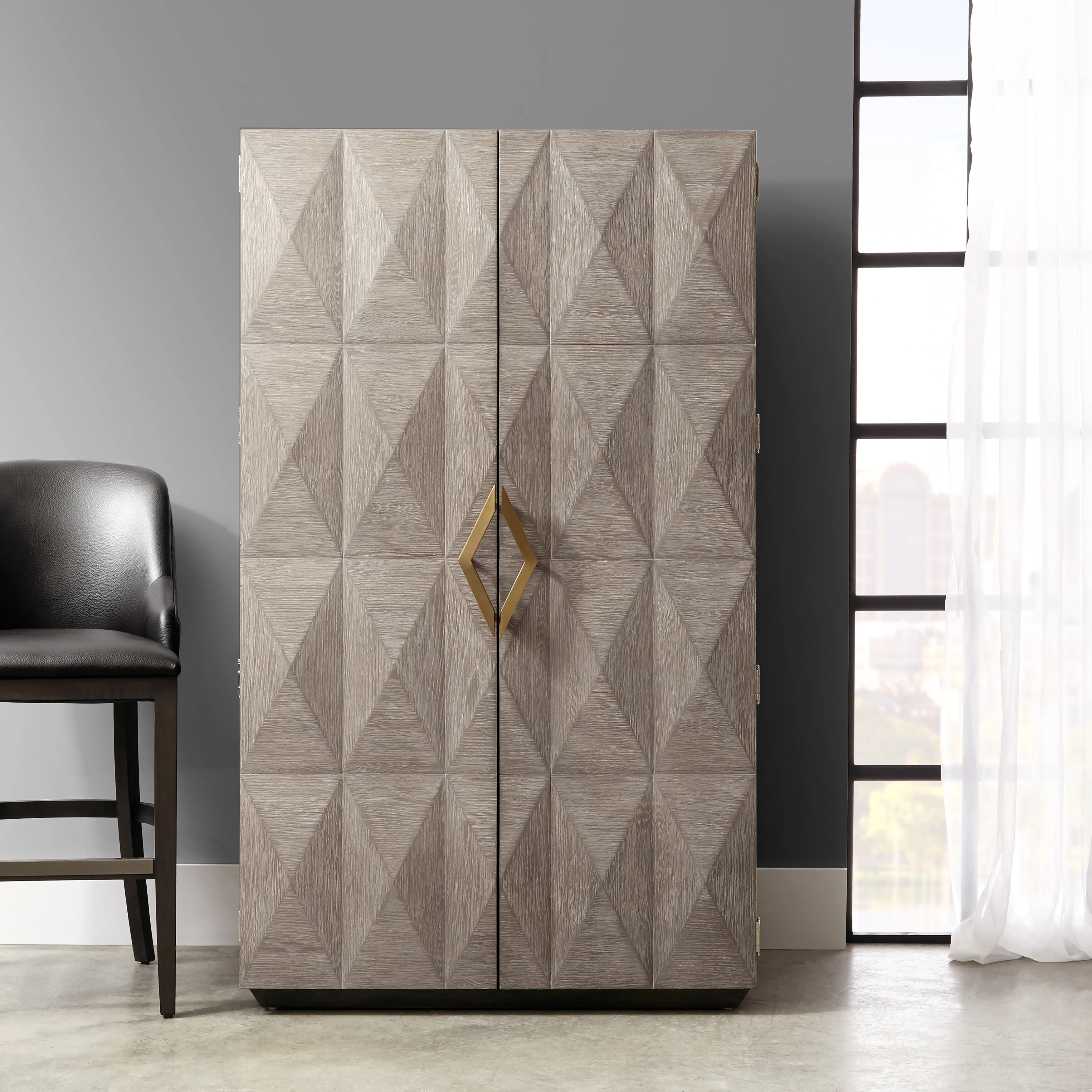 Modern Eclectic Gray Bar Cabinet-1