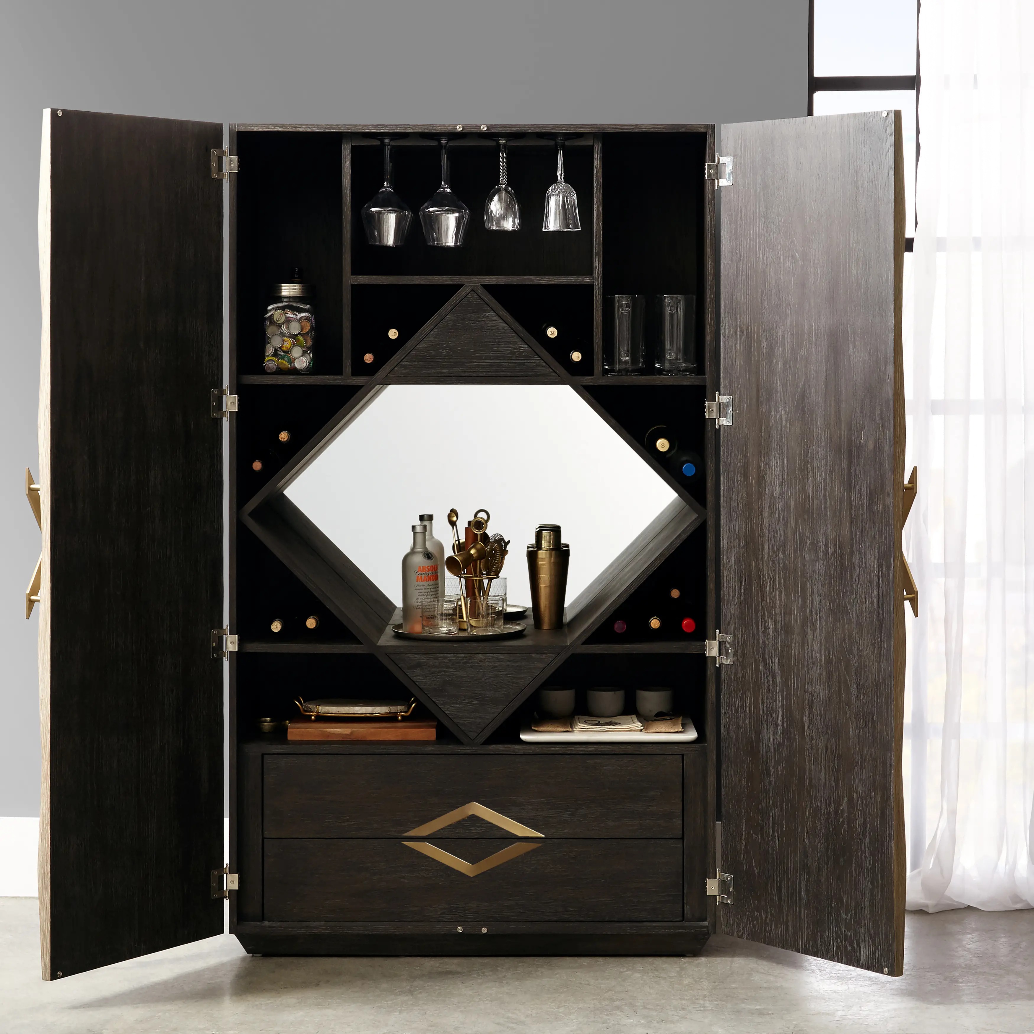 Modern Eclectic Gray Bar Cabinet-8
