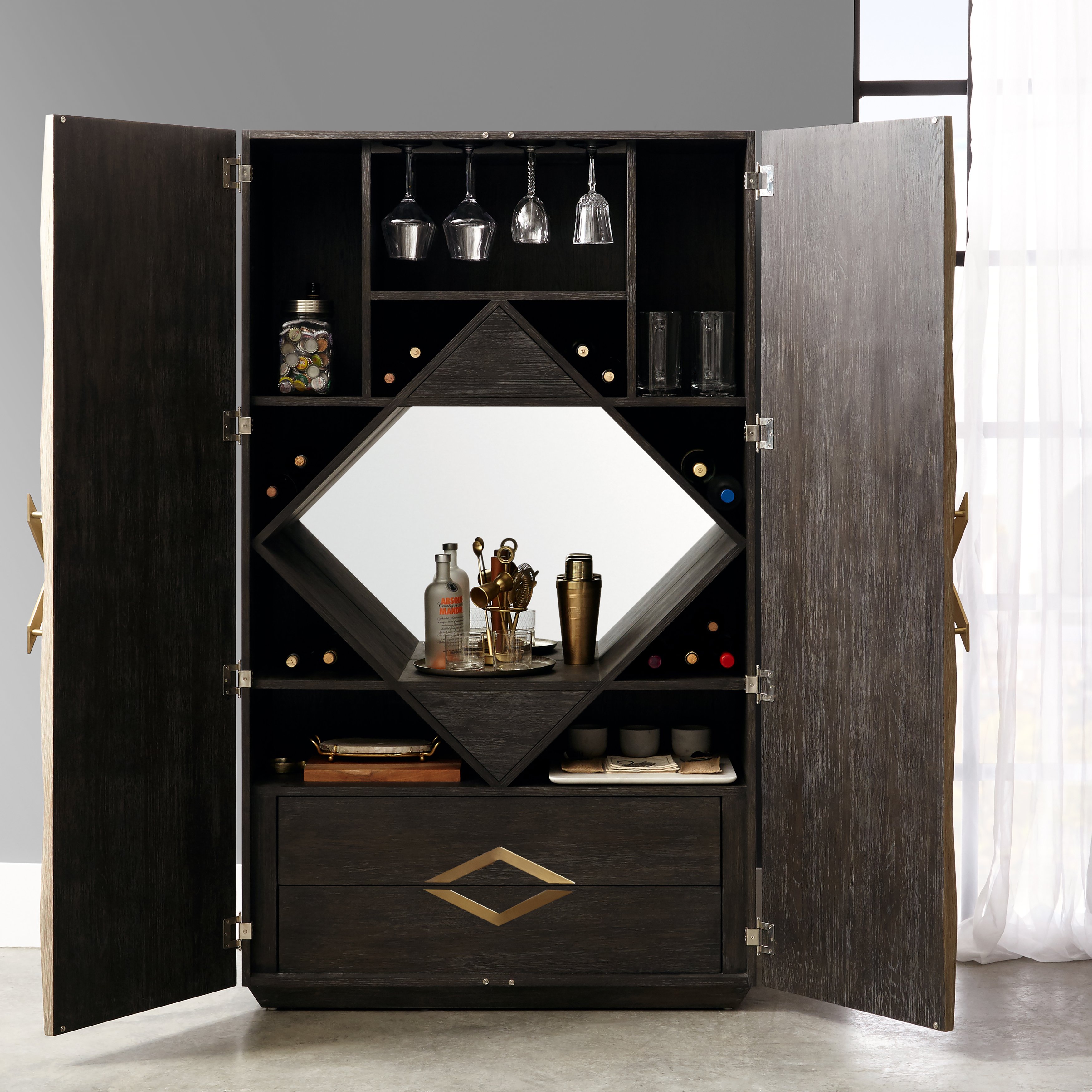 Modern Gray Bar Cabinet - Modern Eclectic-8