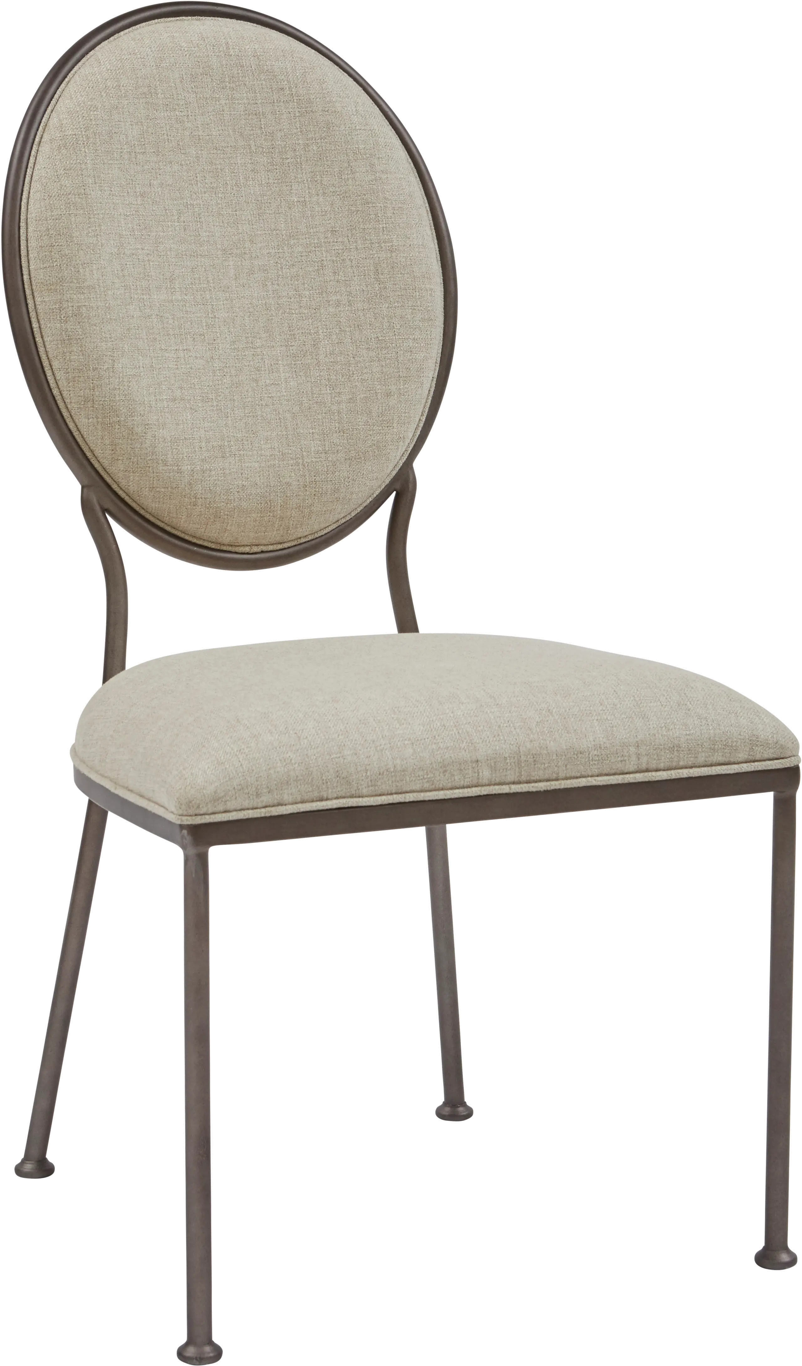 Contemporary Beige Metal Upholstered Dining Room Chair - Modern Eclectic-1
