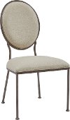 Contemporary Beige Metal Upholstered Dining Room Chair - Modern Eclectic