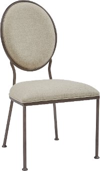 Contemporary Beige Metal Upholstered Dining Room Chair - Modern Eclectic