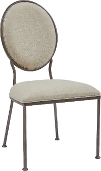 Contemporary Beige Metal Upholstered Dining Room Chair - Modern Eclectic