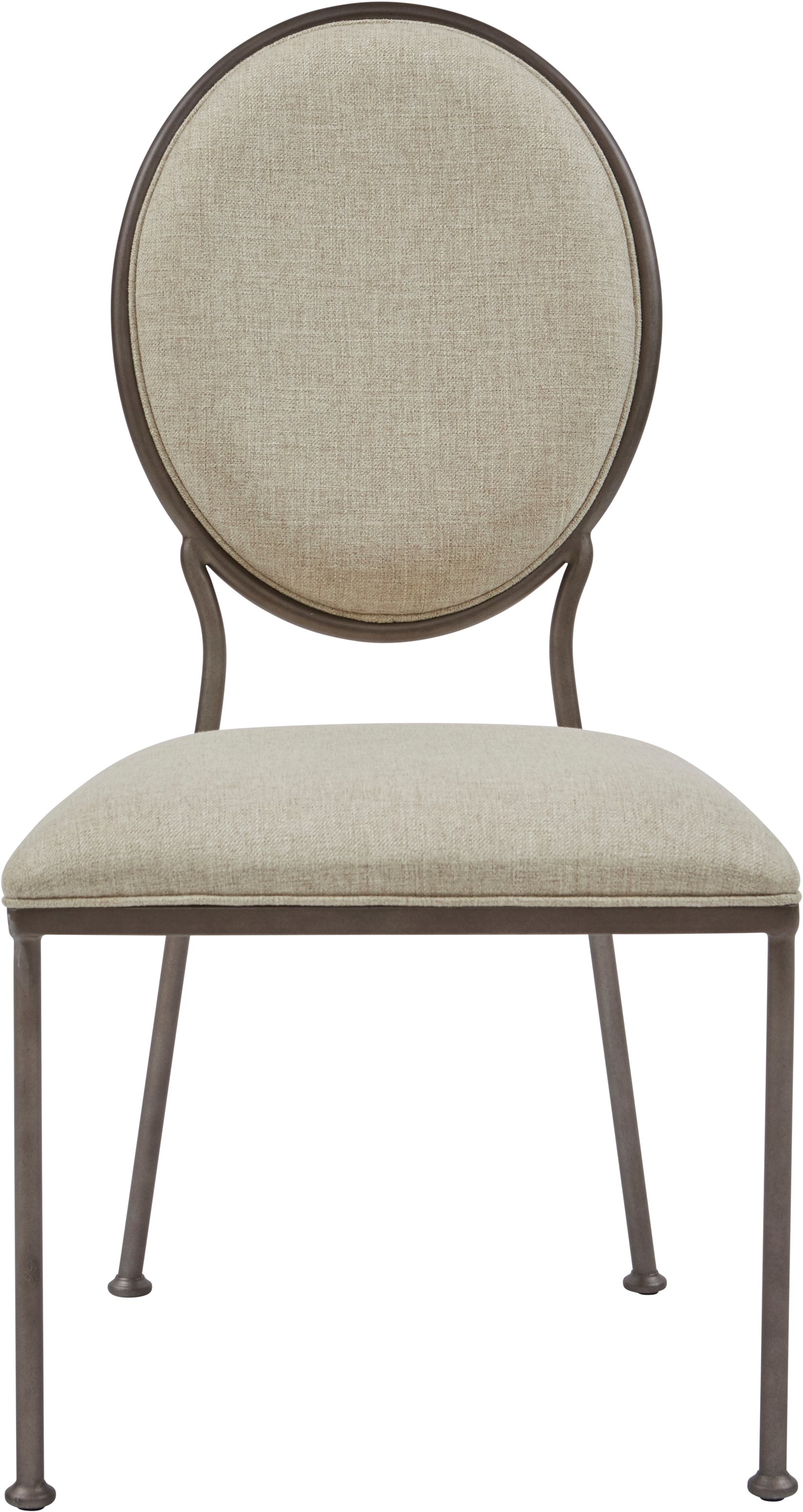 Contemporary Beige Metal Upholstered Dining Room Chair - Modern Eclectic-2