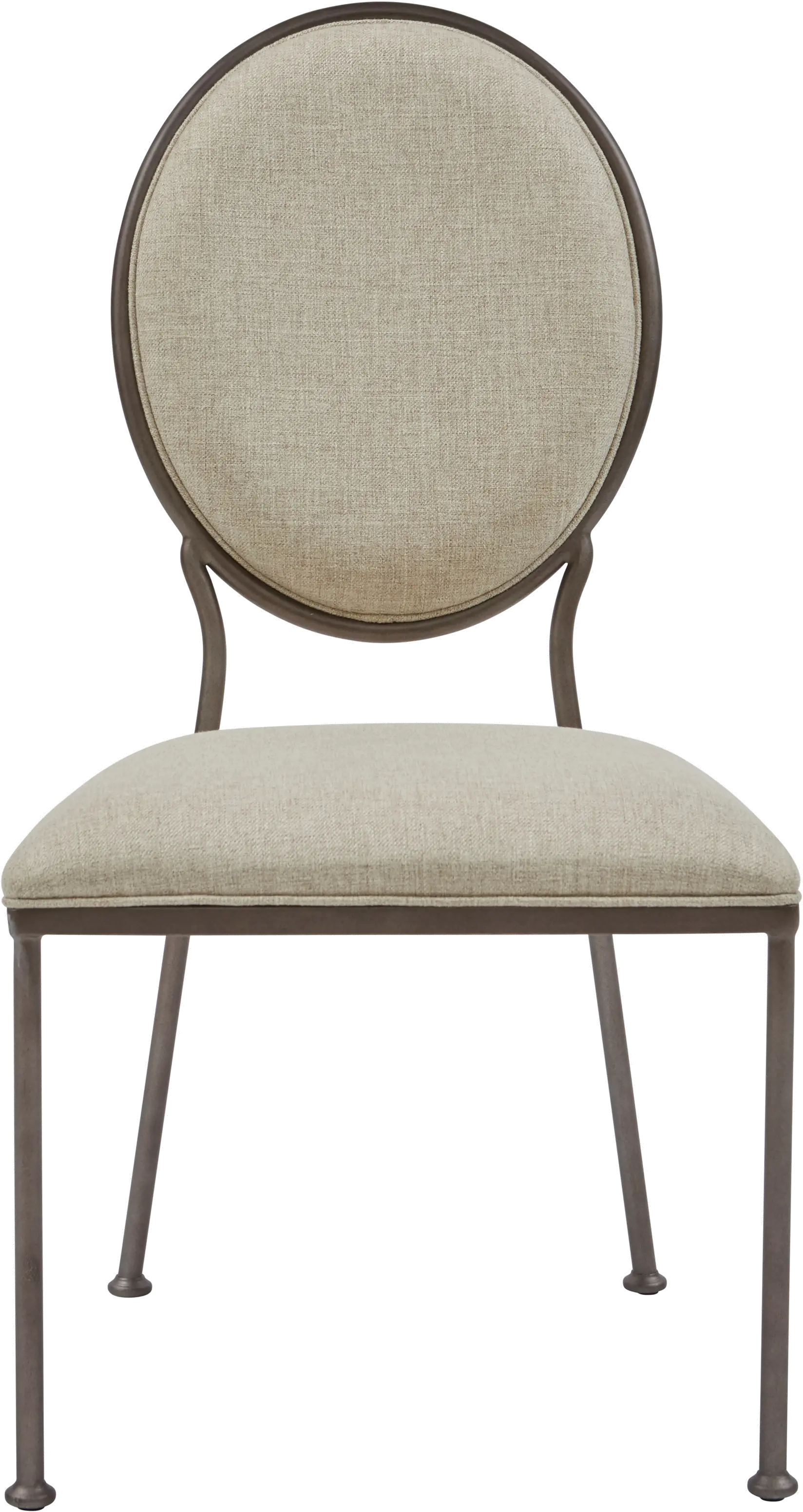 Contemporary Beige Metal Upholstered Dining Room Chair - Modern Eclectic-2