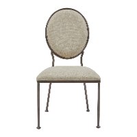 Contemporary Beige Metal Upholstered Dining Room Chair - Modern Eclectic-2