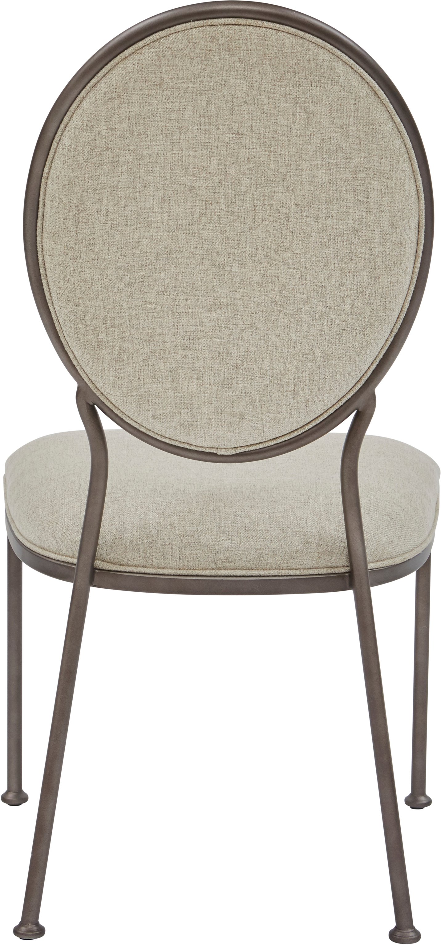 Contemporary Beige Metal Upholstered Dining Room Chair - Modern Eclectic-3