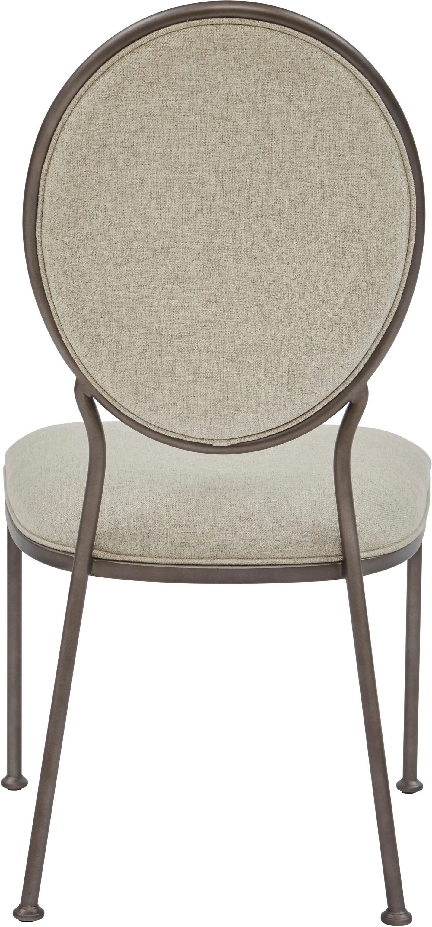 Contemporary Beige Metal Upholstered Dining Room Chair - Modern Eclectic-3