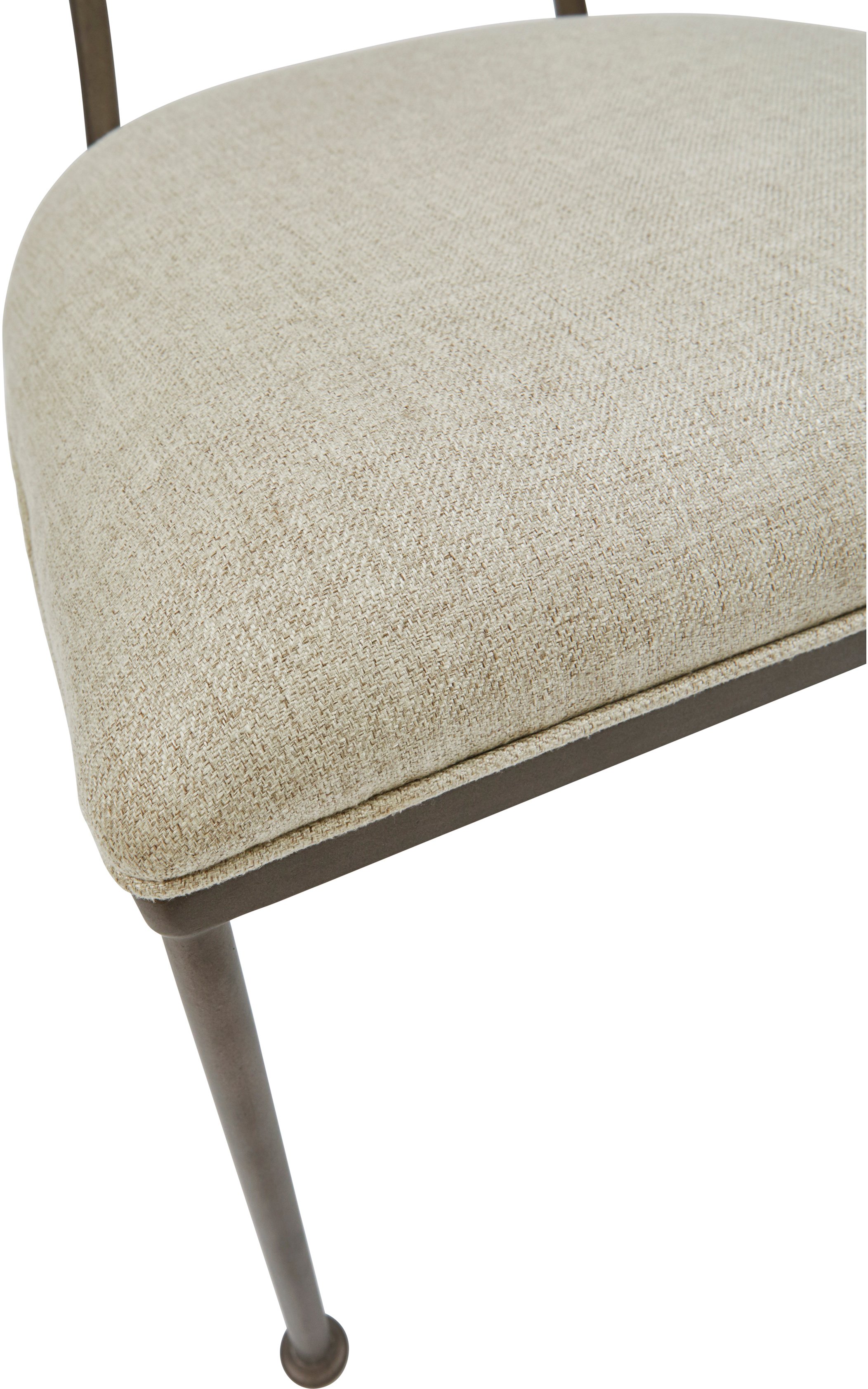 Contemporary Beige Metal Upholstered Dining Room Chair - Modern Eclectic-4