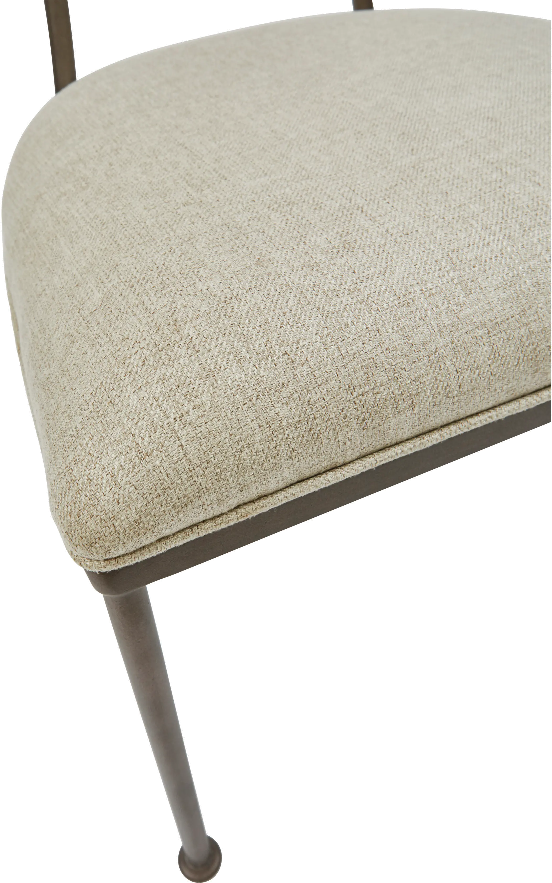 Contemporary Beige Metal Upholstered Dining Room Chair - Modern Eclectic-4