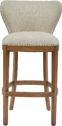 Farmhouse Light Brown 30 Inch Upholstered Bar Stool - Modern Eclectic