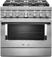 KFDC506JSS KitchenAid Commercial Style Dual Fuel Smart Range - 36 Inch, 5.1 cu. ft., Stainless Steel
