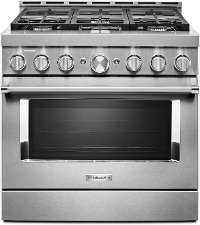 KFGC506JSS KitchenAid 36 Inch Commercial Style Gas Range - 5.1 cu. ft., Stainless Steel
