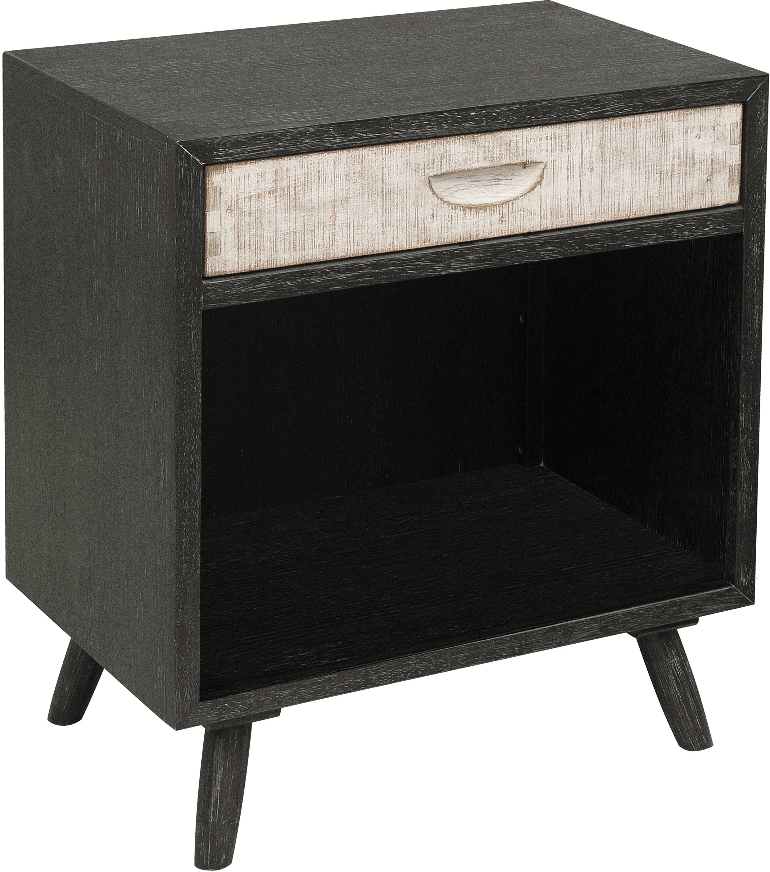 Weathered Black and White Nightstand - Modern Eclectic-7