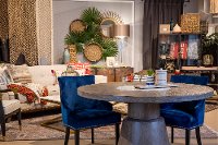 Gray and Taupe 54 Inch Round Dining Room Table - Modern Eclectic-8