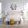 Beige Queen Upholstered Headboard and Bench Set - Modern Eclectic