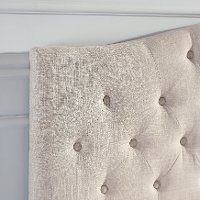 Beige Queen Upholstered Headboard and Bench Set - Modern Eclectic-2