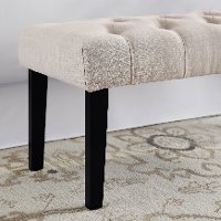 Beige Queen Upholstered Headboard and Bench Set - Modern Eclectic-3
