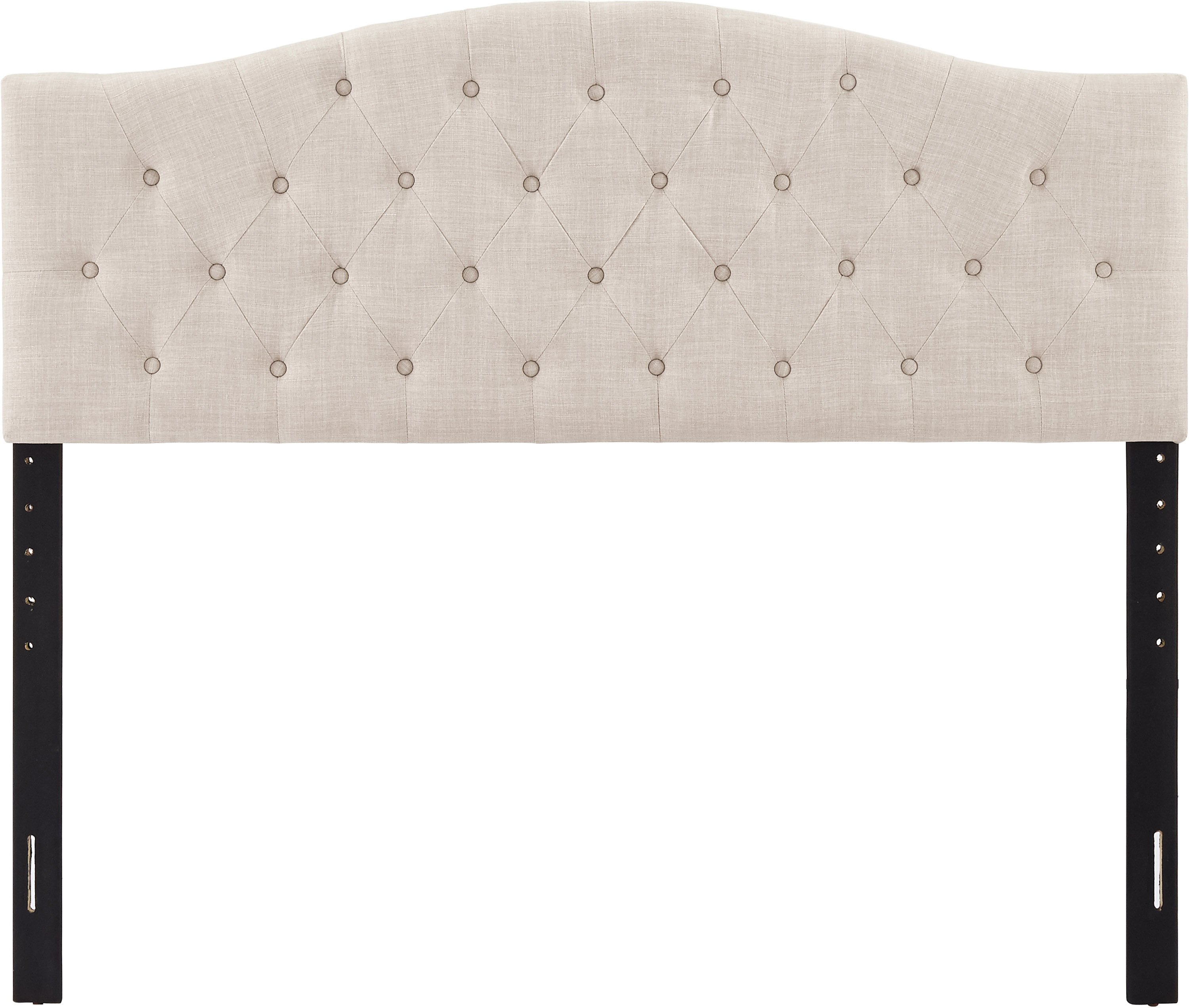 Beige Queen Upholstered Headboard and Bench Set - Modern Eclectic-5