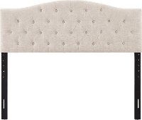 Beige Queen Upholstered Headboard and Bench Set - Modern Eclectic-5