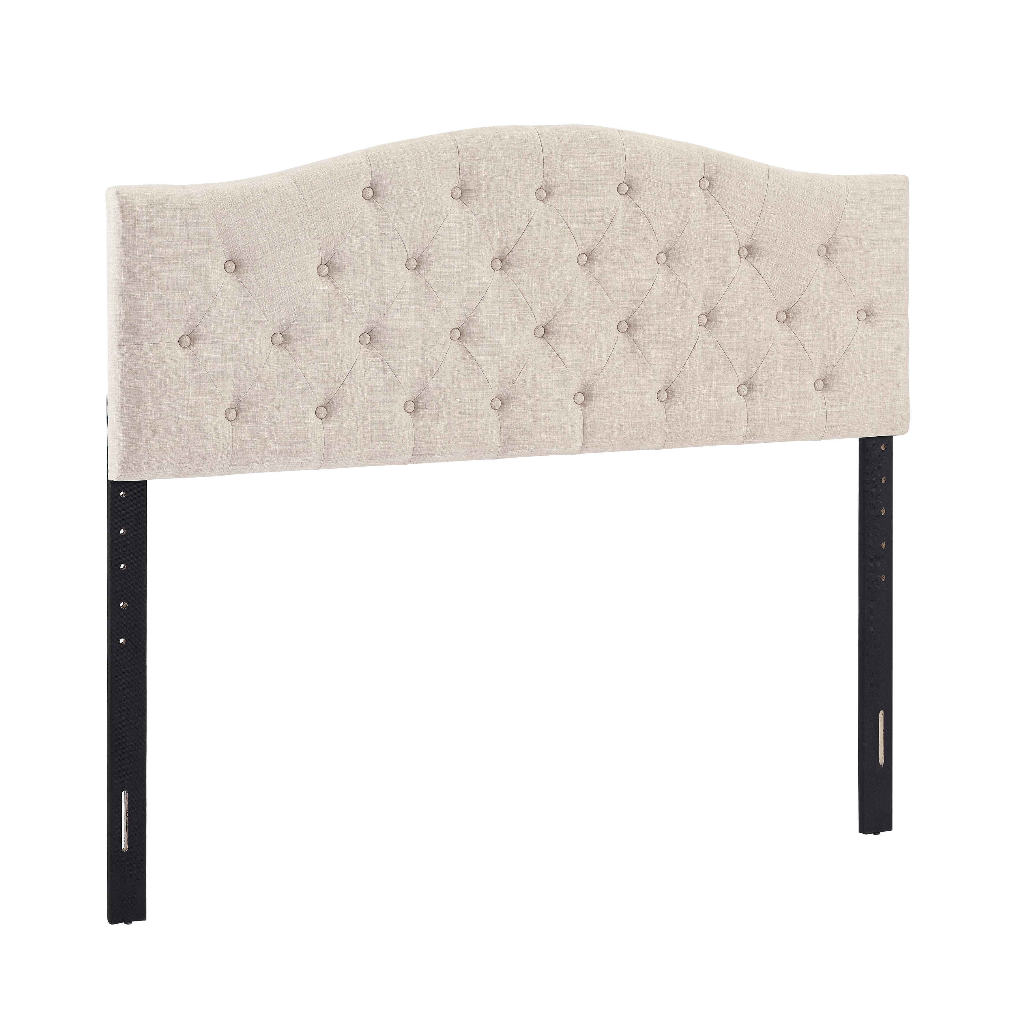 Beige Queen Upholstered Headboard and Bench Set - Modern Eclectic-6